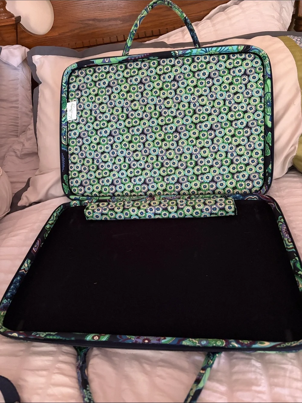 Vera Bradley Quilted Paisley Laptop Tote in Navy, Green & Teal